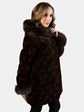 Woman's Brown Sculptured Sheared Mink Fur Parka