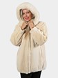 Woman's Cashmere Sheared Beaver Jacket with Detachable Hood