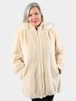 Woman's Cashmere Sheared Beaver Jacket with Detachable Hood