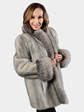 Woman's Cerulean Mink Fur Jacket with Indigo Fox