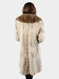 Woman's Ivory Sheared Mink Fur 7/8 Coat with Sable Trim
