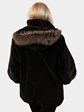 Woman's Dark Grey Sheared Beaver Jacket with Detachable Hood