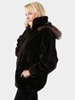 Woman's Dark Grey Sheared Beaver Jacket with Detachable Hood