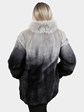 Woman's Grey to Navy Degradé Mink Fur Jacket with Fox Tuxedo Front