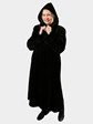 Woman's Black Sheared Mink Fur Coat Reversible to Rain Taffeta