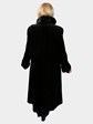 Woman's Black Sheared Mink Fur Coat Reversible to Rain Taffeta