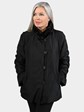 Woman's Black Sheared Mink Fur Jacket Reversing to Rain Taffeta