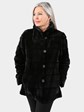 Woman's Black Sheared Mink Fur Jacket Reversing to Rain Taffeta