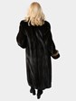 Woman's Deepest Mahogany Mink Fur Coat with Two Tone Mink Trim