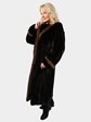 Woman's Deepest Mahogany Mink Fur Coat with Two Tone Mink Trim