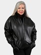 Woman's Ranch Female Mink Fur Jacket Reversible to Black Leather