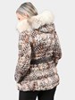 Woman's Brown and Cream Animal Print Quilted Parka