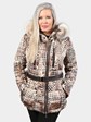 Woman's Brown and Cream Animal Print Quilted Parka