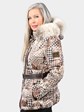 Woman's Brown and Cream Animal Print Quilted Parka