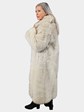 Woman's Blue Fox Fur Coat Feathered Style
