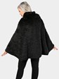 Woman's Ranch Mink Fur Poncho with Black Cashmere Lining