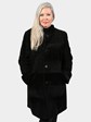 Woman's Black Shearling Lamb Fur Stroller