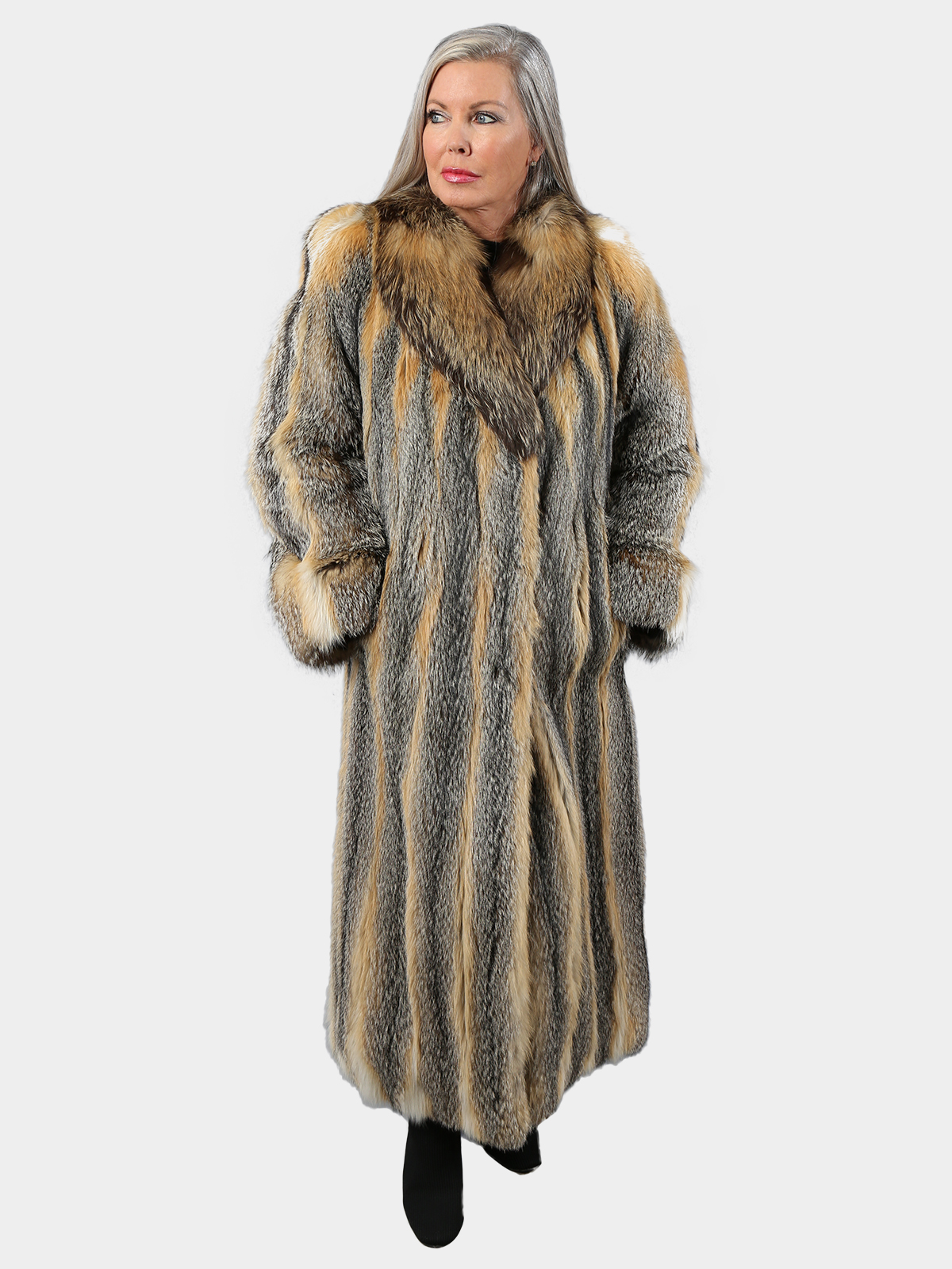 Woman's Cross Fox Fur Coat