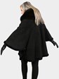 Woman's Autumn Black Shearling Lamb Cape