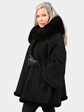 Woman's Autumn Black Shearling Lamb Cape