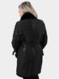Woman's Black Taffeta Rain Stroller Reversing to Black Sheared Mink Fur
