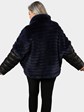 Woman's Navy Rex Rabbit Fur and Fabric Jacket Converting to Vest