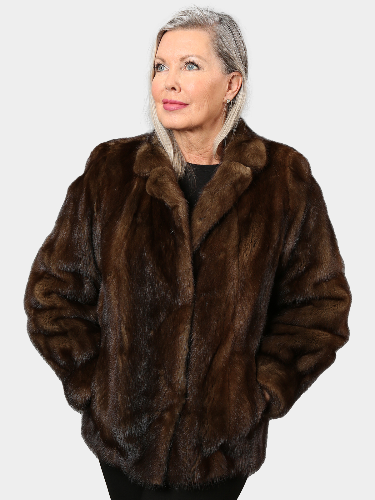 Woman's Mahogany Female Mink Fur Jacket