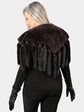 Woman's Black Sheared Beaver Collar / Wrap with Mink Tails