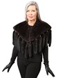Woman's Black Sheared Beaver Collar / Wrap with Mink Tails