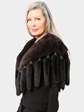 Woman's Black Sheared Beaver Collar / Wrap with Mink Tails
