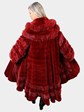 Woman's Zuki Red Sheared Mink Fur Coat with Traditional Mink Trim