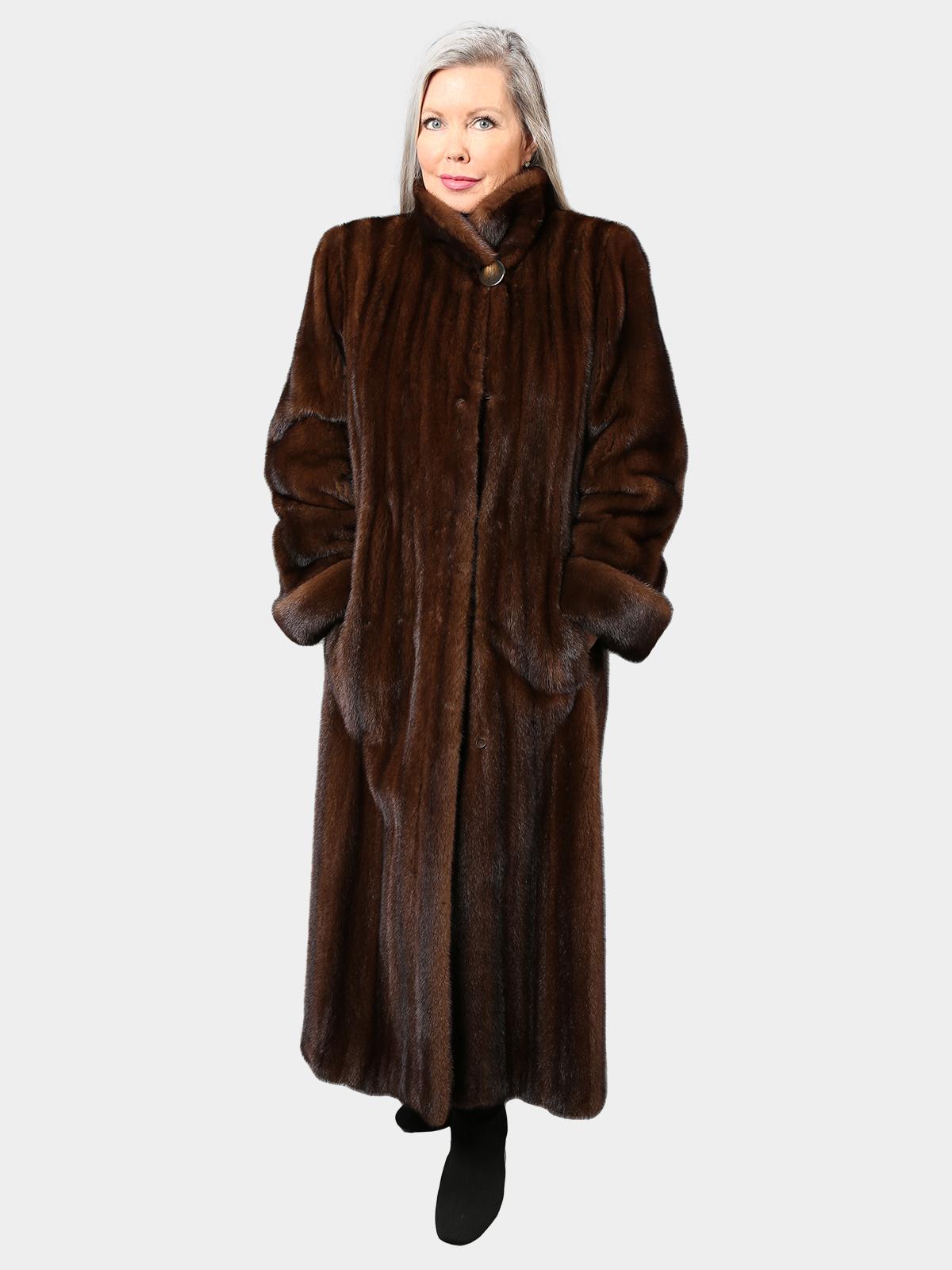 Woman's Mahogany Female Mink Fur Coat