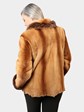 Woman's Whiskey Sheared Mink Fur Jacket with Fox Trim