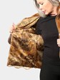 Woman's Whiskey Sheared Mink Fur Jacket with Fox Trim