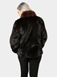 Woman's Ranch Female Mink Fur Jacket with Sable Collar