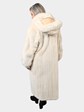 Woman's Tourmaline Mink Fur Coat with Fox Tuxedo and Detachable Hood