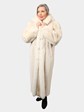 Woman's Tourmaline Mink Fur Coat with Fox Tuxedo and Detachable Hood