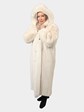 Woman's Tourmaline Mink Fur Coat with Fox Tuxedo and Detachable Hood