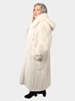 Woman's Tourmaline Mink Fur Coat with Fox Tuxedo and Detachable Hood