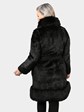 Woman's Valentino Black Knit Mink Fur Stroller with Fox Trim and Wool Belt