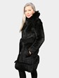 Woman's Valentino Black Knit Mink Fur Stroller with Fox Trim and Wool Belt
