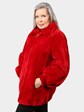 Woman's Red Sheared Beaver Fur Jacket