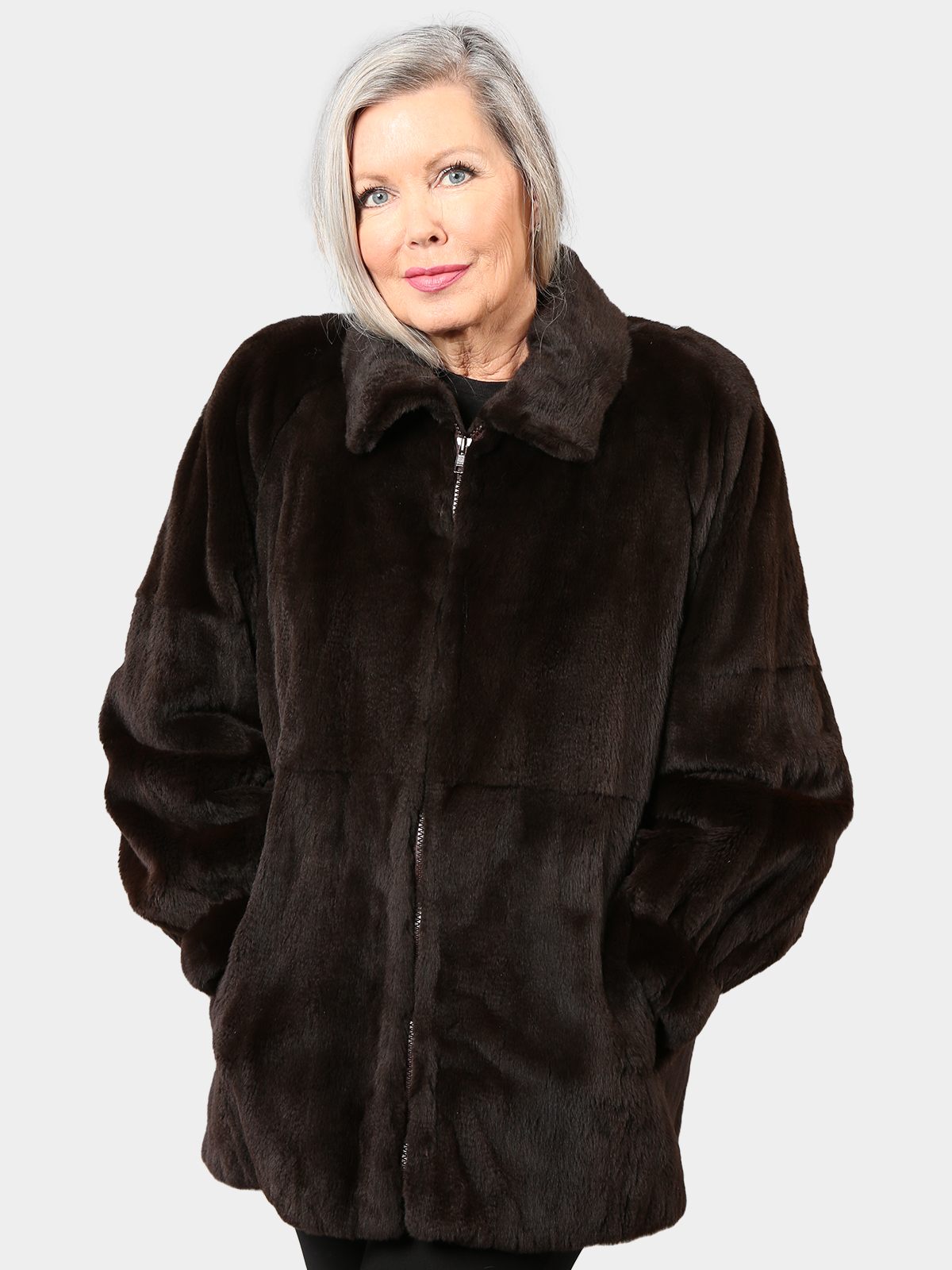 Woman's Brown Sheared Mink Fur Jacket