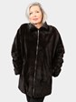 Woman's Brown Sheared Mink Fur Jacket Reversing to Bronze Rain Taffeta