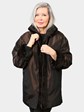 Woman's Brown Sheared Mink Fur Jacket Reversing to Bronze Rain Taffeta