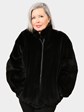 Woman's Black Sheared Mink Fur Jacket Reversing to Leather