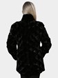 Woman's Black Semi Sheared Sculptured Mink Fur Jacket Reversible to Rain Taffeta