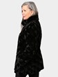 Woman's Black Semi Sheared Sculptured Mink Fur Jacket Reversible to Rain Taffeta