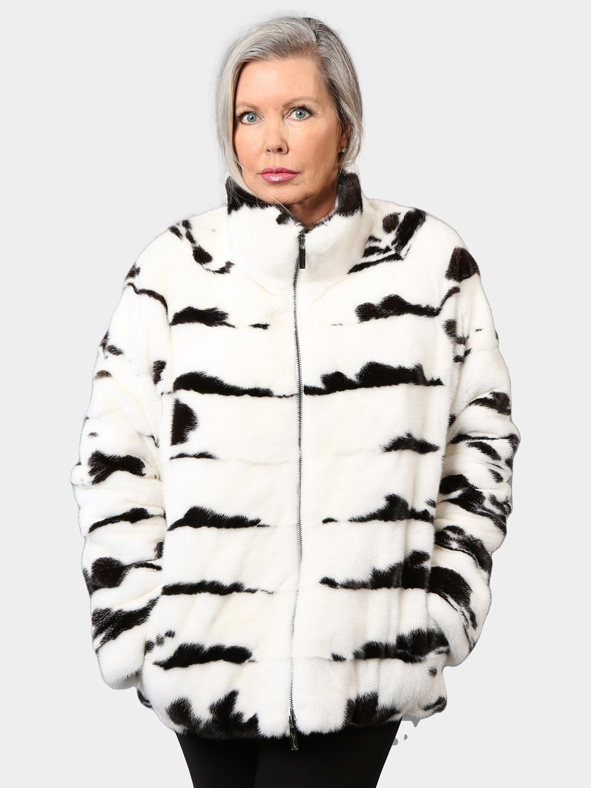 Woman's Gorski White Jaguar Female Mink Fur Jacket