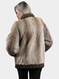 Woman's Natural Nutria Fur Jacket with Brown Persian Lamb Trim